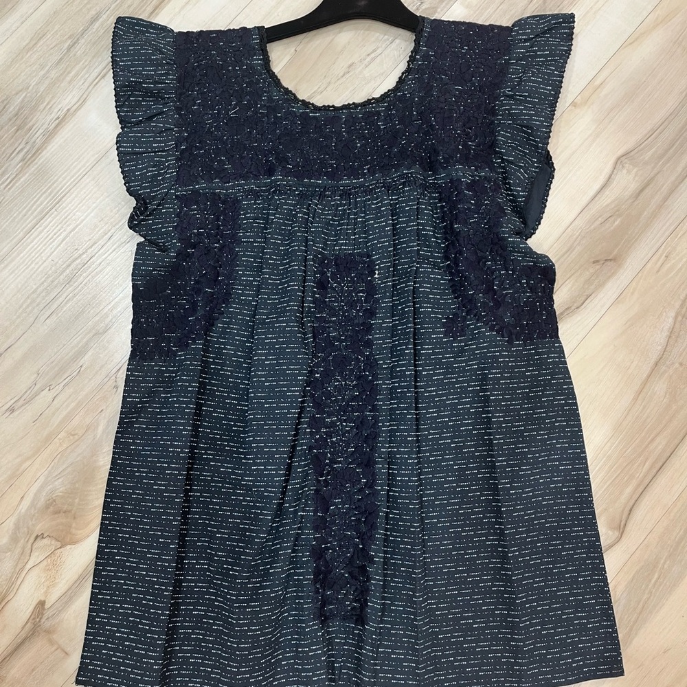 Elegant Navy Ruffle Sleeve Tank Top